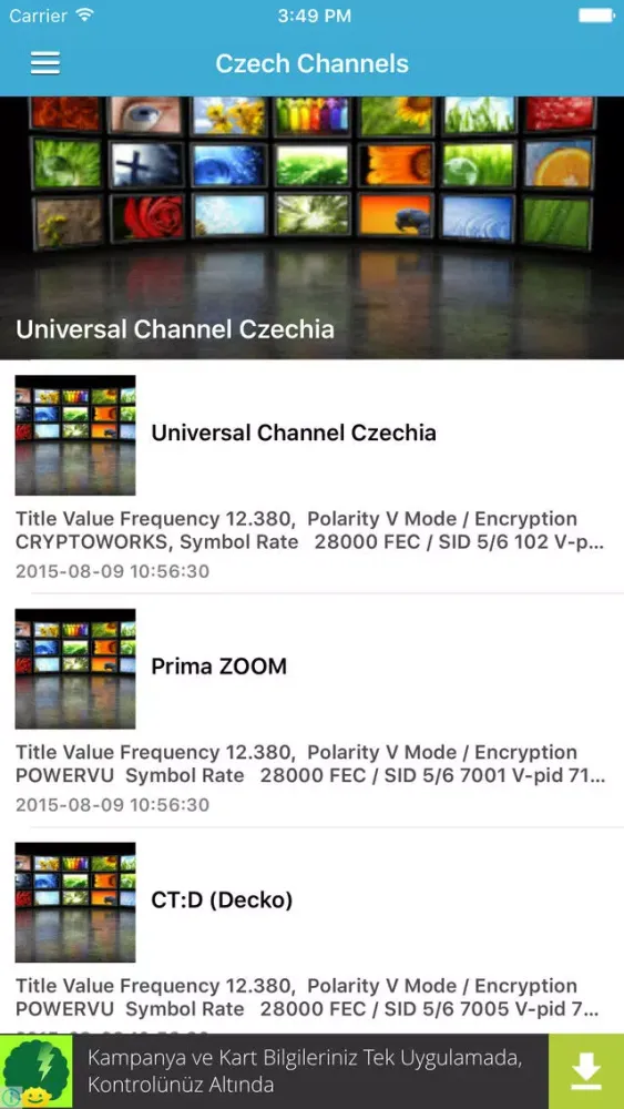Czech TV Channels Sat Info स्क्रीनशॉट