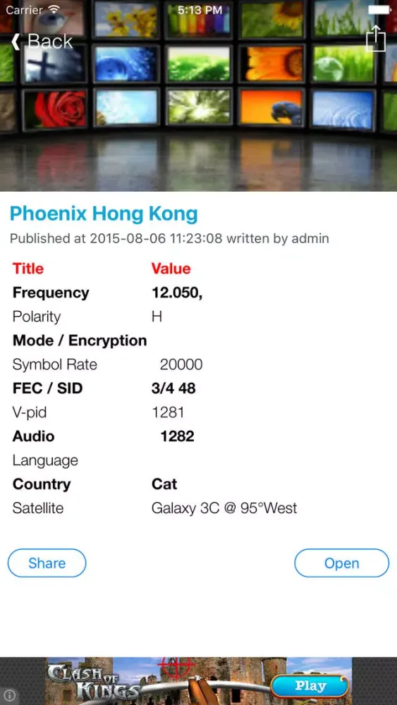 Captures d'écran de Hong Kong TV Channels Sat Info