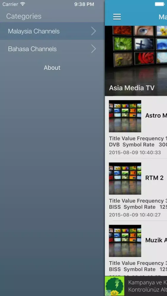 Malaysia TV Channels Sat Info Screenshots