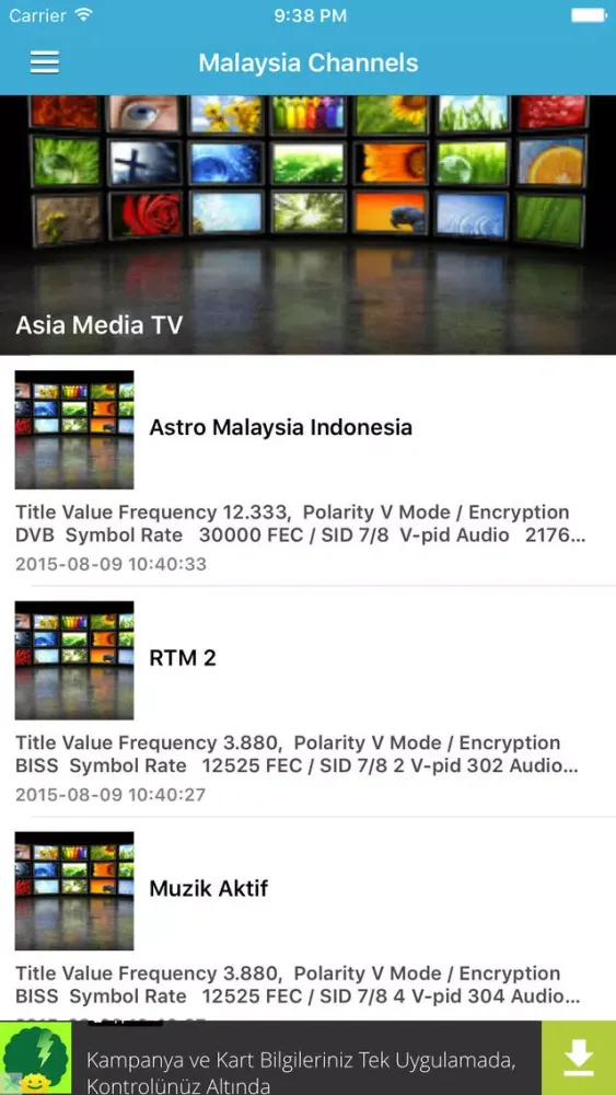 Malaysia TV Channels Sat Info Screenshots