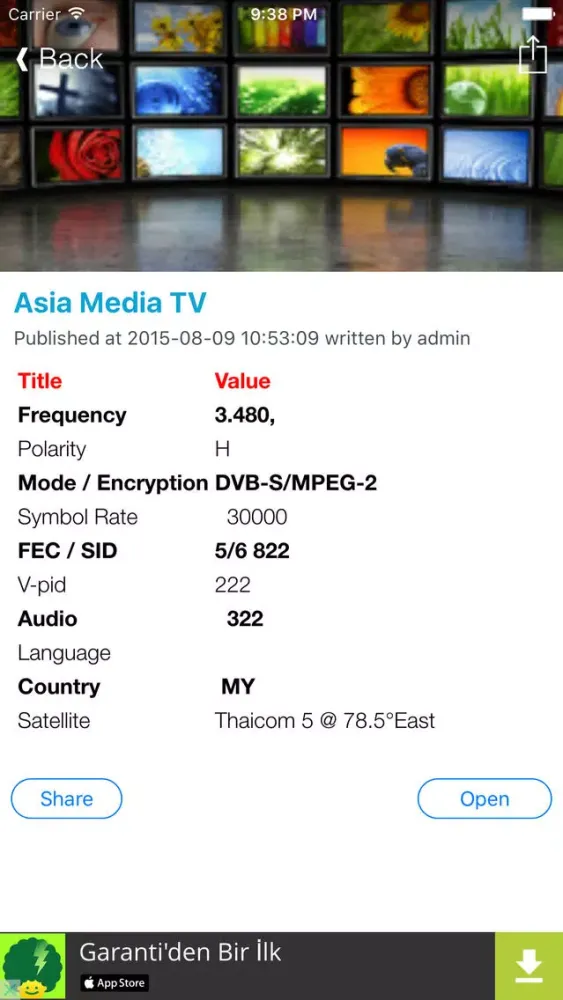 Malaysia TV Channels Sat Info Screenshots