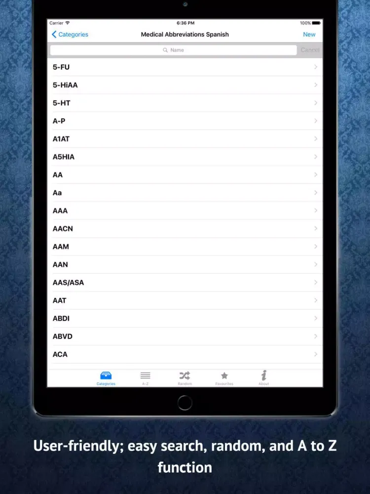 Capturas de tela do Medical Abbreviations Spanish iPad 
