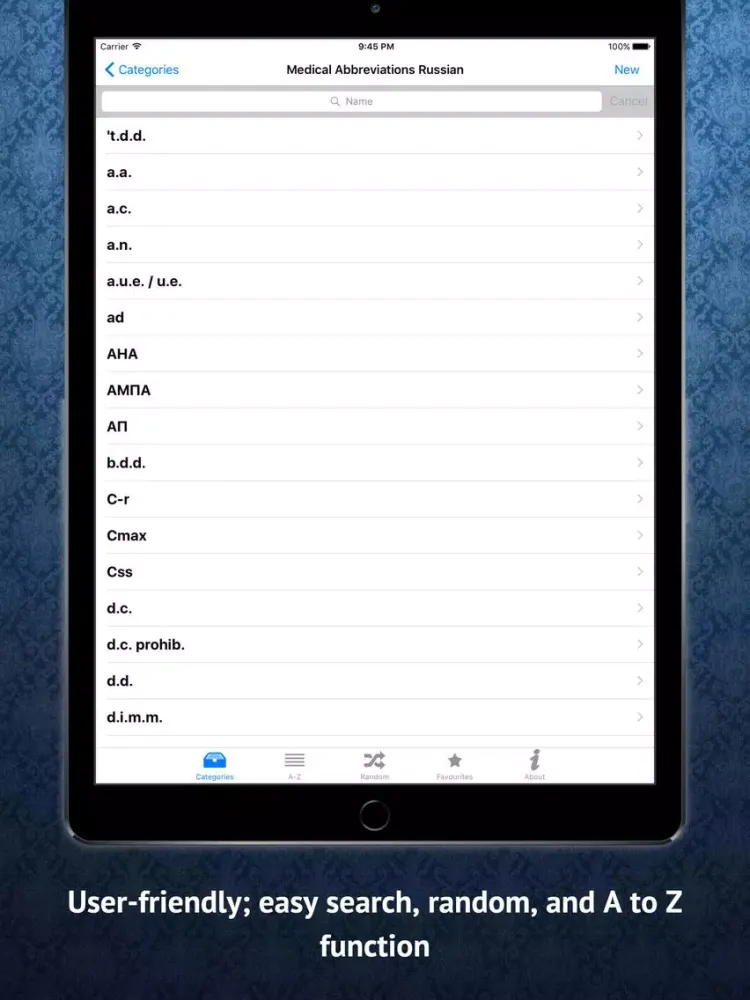 Tangkapan layar Medical Abbreviations Russian iPad 