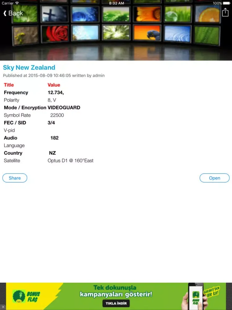 New Zealand TV Channels Sat Info iPad  سکرین شاٹس