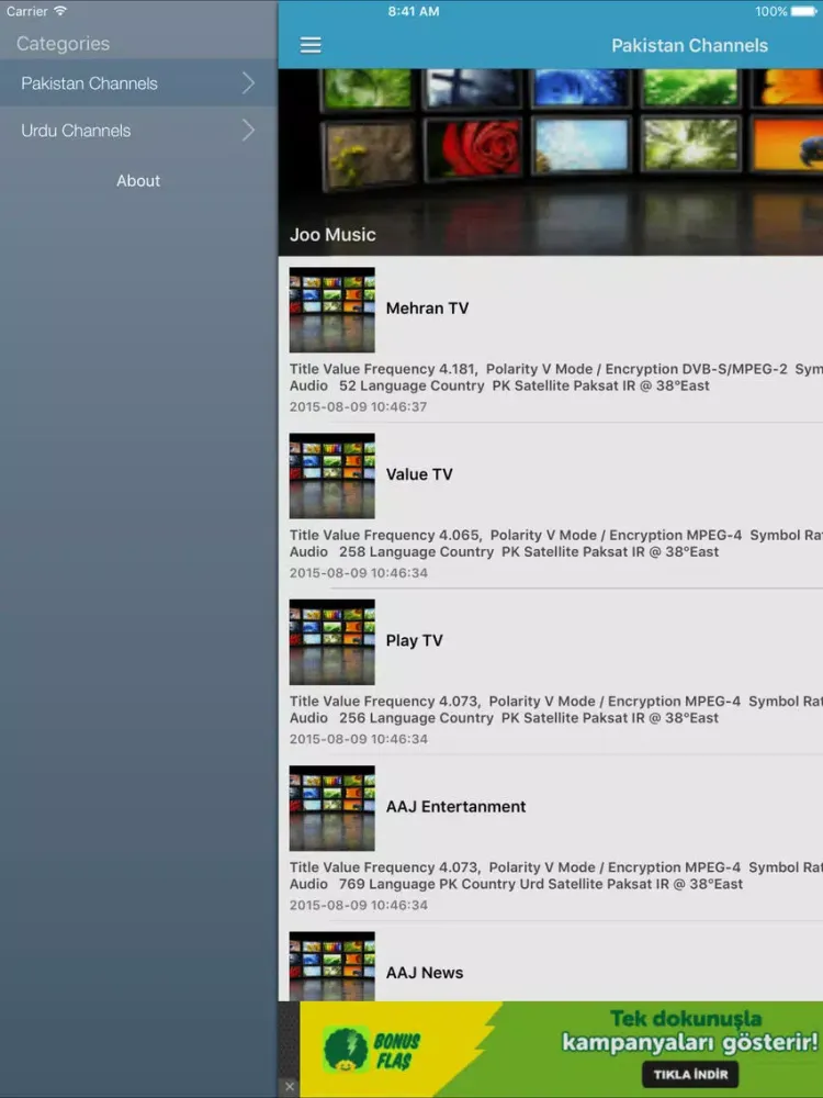 Pakistan TV Channels Sat Info iPad  স্ক্রিনশট