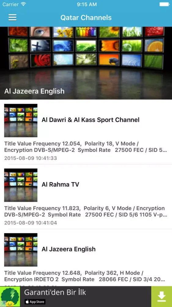 Qatar TV Channels Sat Info स्क्रीनशॉट