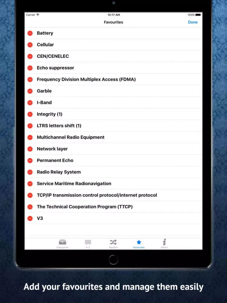 Zrzuty ekranu Telecommunications Dictionary iPad 