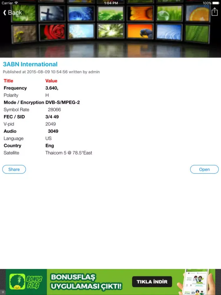 USA TV Channels Sat Info iPad  스크린샷