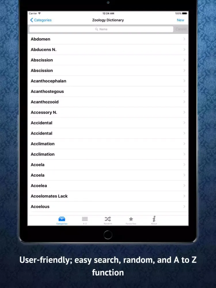 تصاویر Zoology Dictionary iPad 