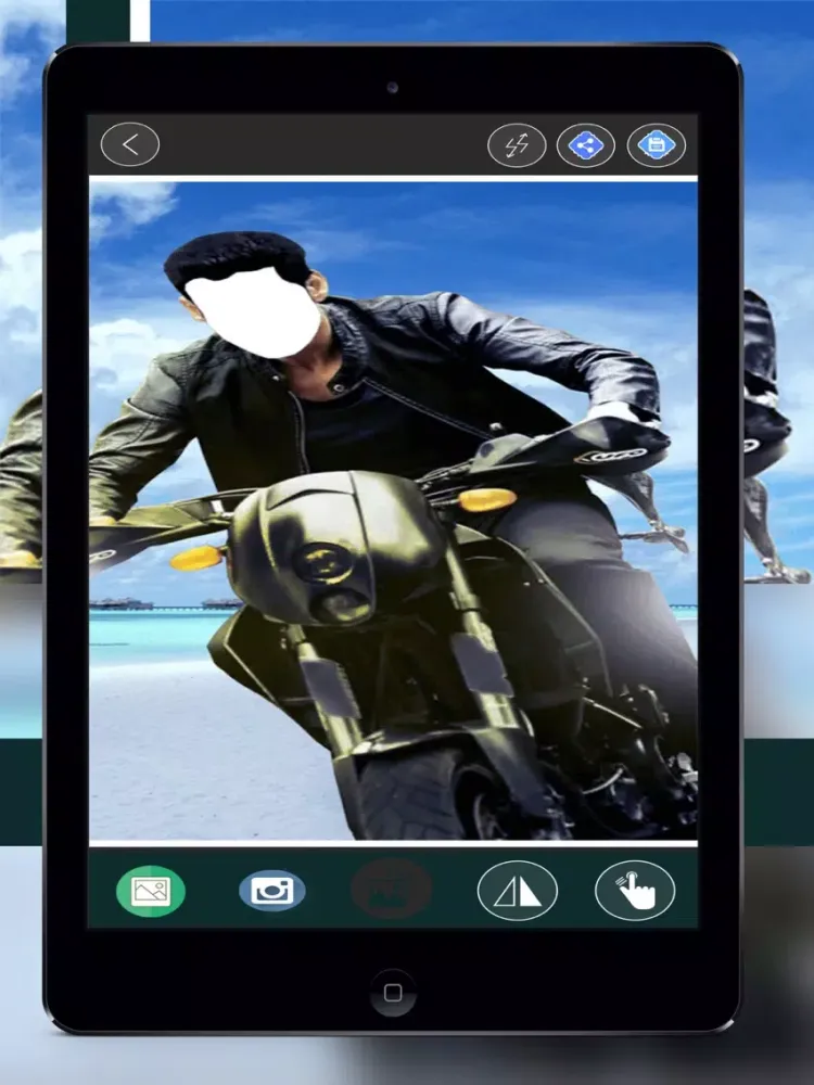صور Men's Motorcycle Photo Suit - Awesome Uniform Camera Stickers and Picture Montage Maker iPad 