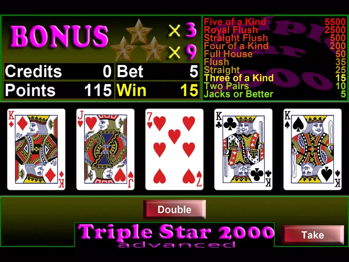 Скриншоты Triple Star 2000 Videopoker iPad 