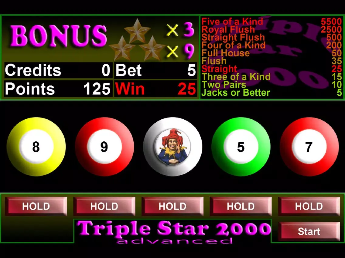 Скриншоты Triple Star 2000 Videopoker iPad 