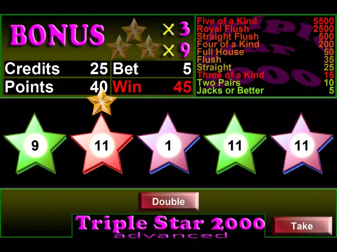 Скриншоты Triple Star 2000 Videopoker iPad 