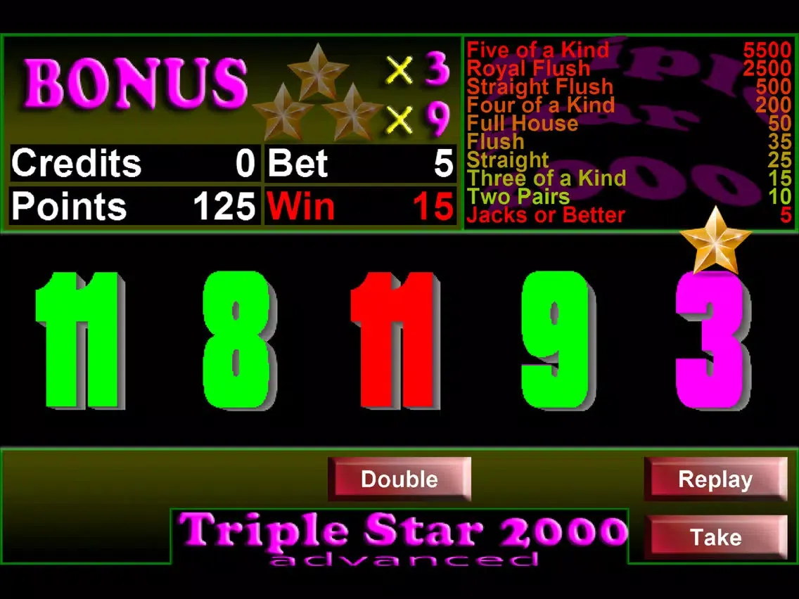 Скриншоты Triple Star 2000 Videopoker iPad 