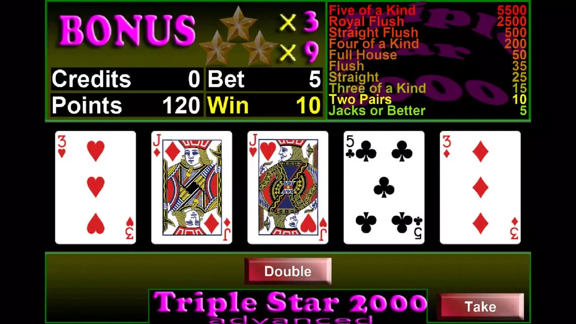 Скриншоты Triple Star 2000 Videopoker