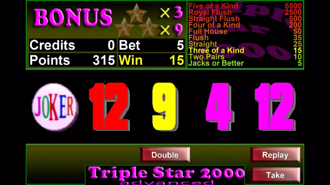 Скриншоты Triple Star 2000 Videopoker