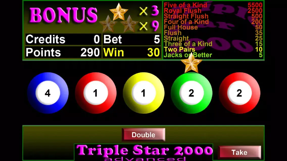 Скриншоты Triple Star 2000 Videopoker