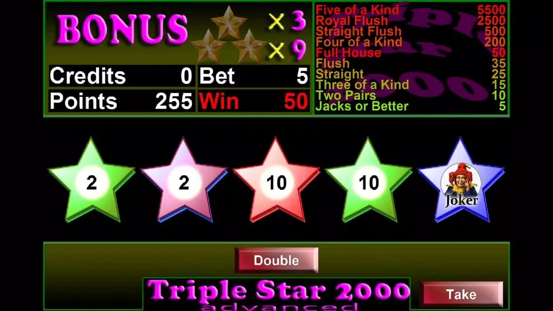 Скриншоты Triple Star 2000 Videopoker