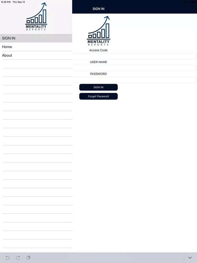 Tangkapan layar Mentality Reports iPad 