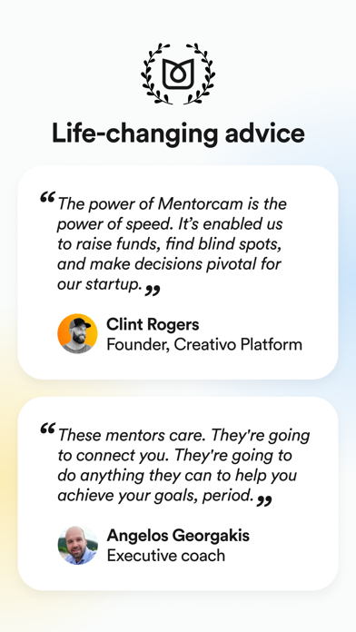 Ảnh chụp màn hình của Mentorcam: 1:1 Startup Advice