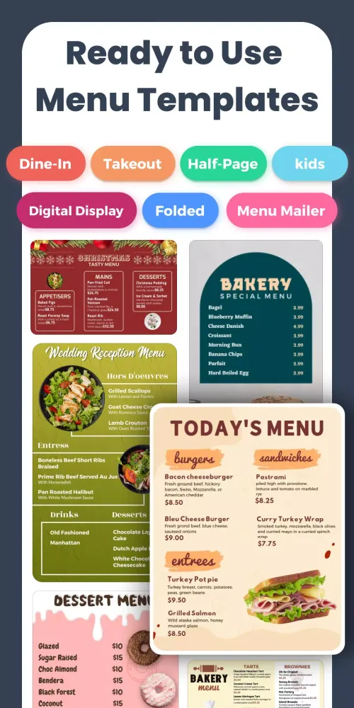 Menu Maker, Menu Templates Screenshots