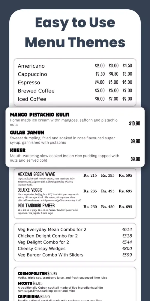 Menu Maker, Menu Templates Screenshots