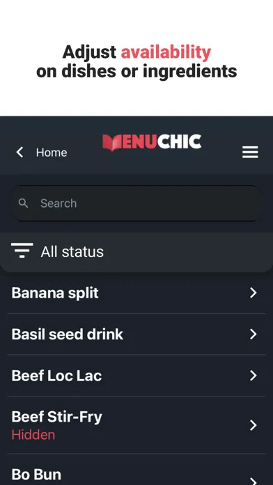 Zrzuty ekranu MenuChic Manager