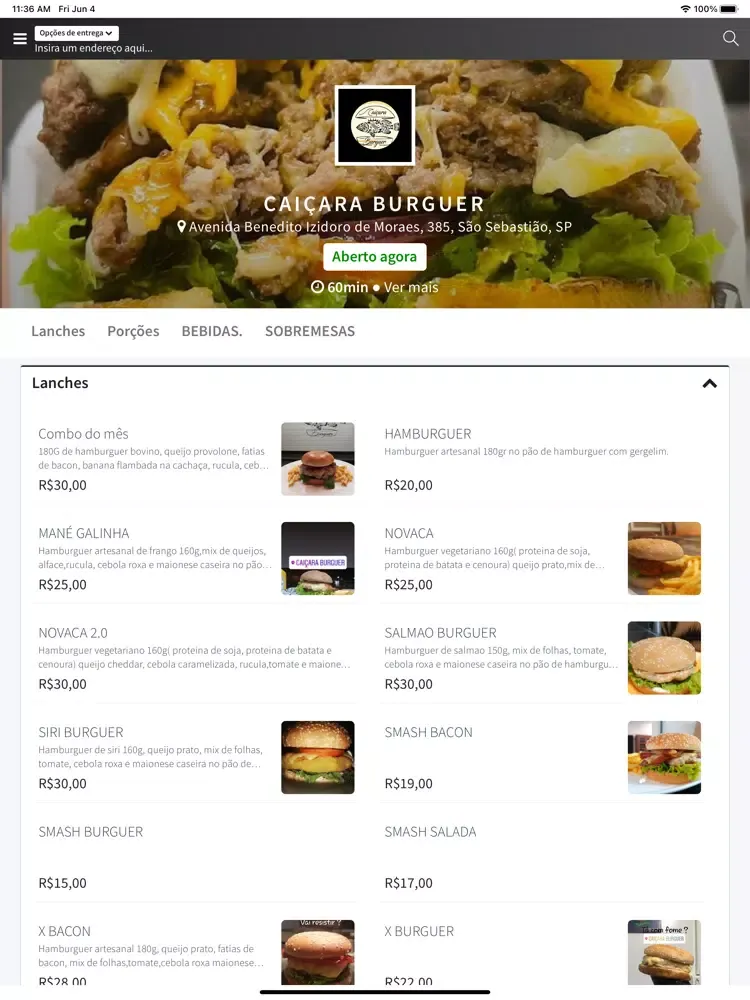 Capturas de pantalla de Caiçara Burguer iPad 