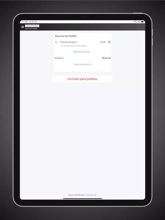 Chaves Burguer iPad 应用截图