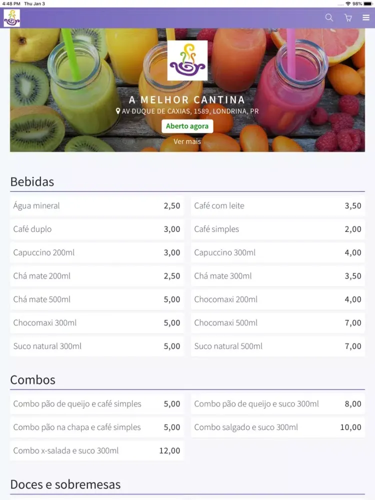 A Melhor Cantina iPad 应用截图