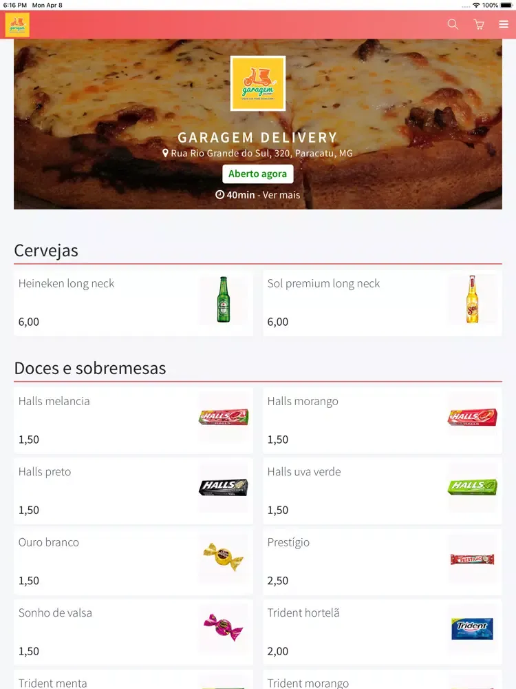 Ảnh chụp màn hình của Garagem Delivery Paracatu iPad 