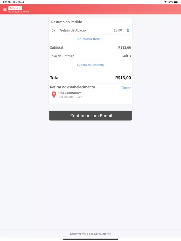 Ảnh chụp màn hình của Léia Guimarães Doceria iPad 