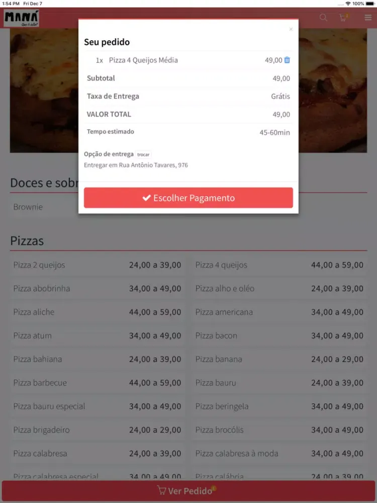 Capturas de tela do Maná Pizzas iPad 