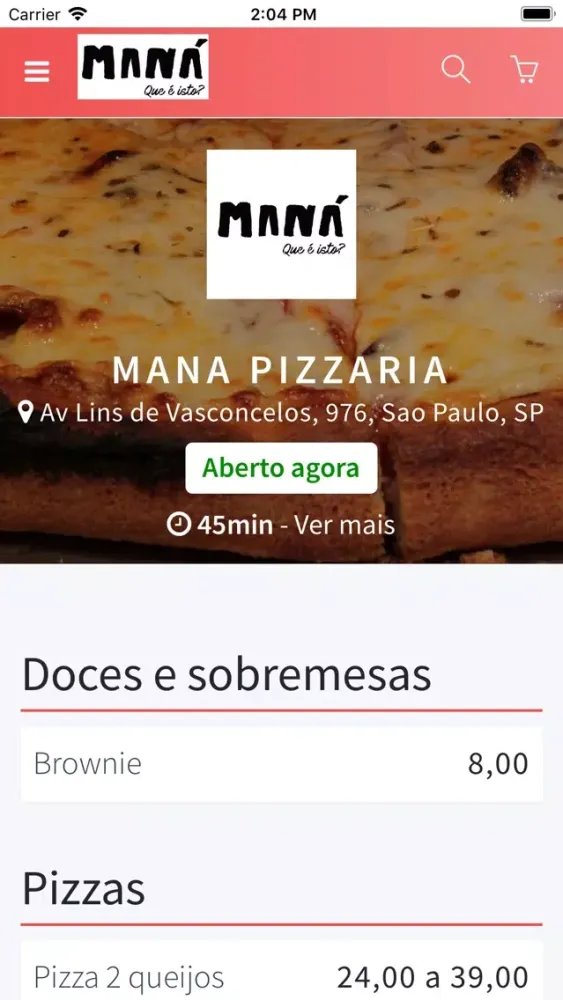 Capturas de tela do Maná Pizzas