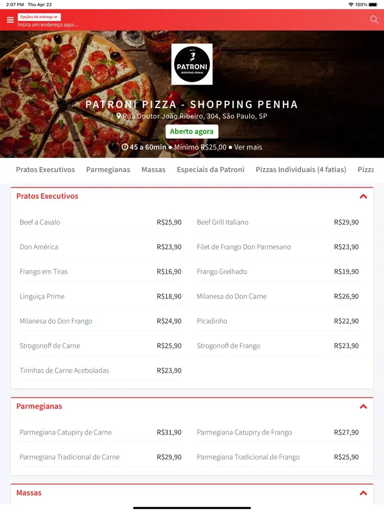 Patroni Pizza Penha iPad  Screenshots