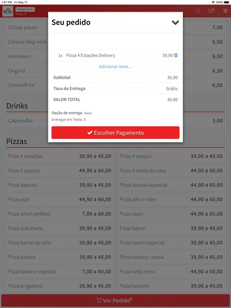 Capturas de tela do Pizzaria Bella Roma iPad 