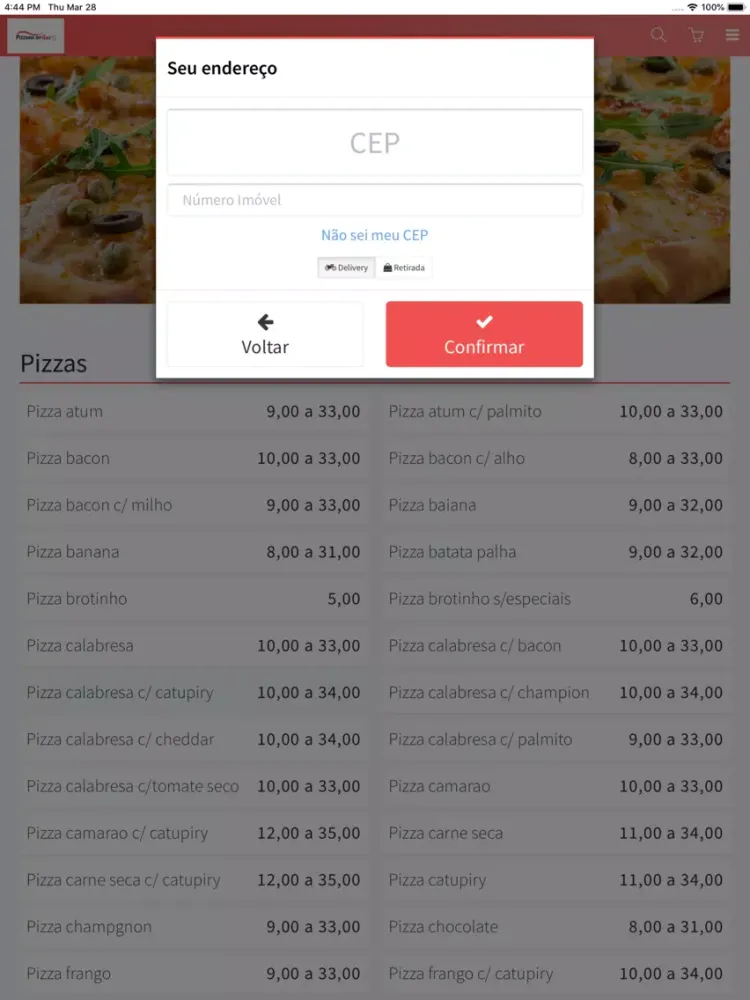 ภาพหน้าจอของ Pizzaria do Gazo iPad 
