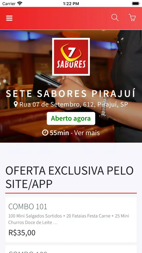 Capturas de tela do Sete Sabores Pirajuí