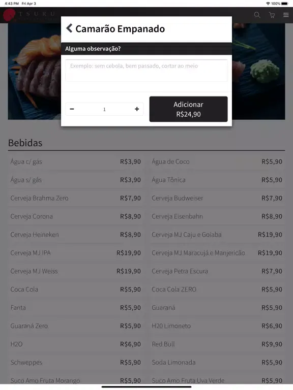 Tsuru Sushi Delivery iPad  स्क्रीनशॉट