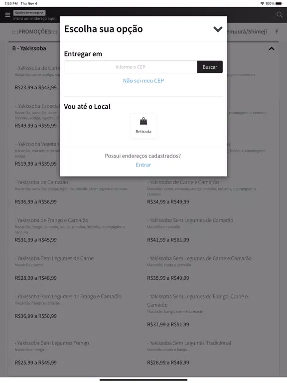 Yakissoba Delivery iPad  Screenshots