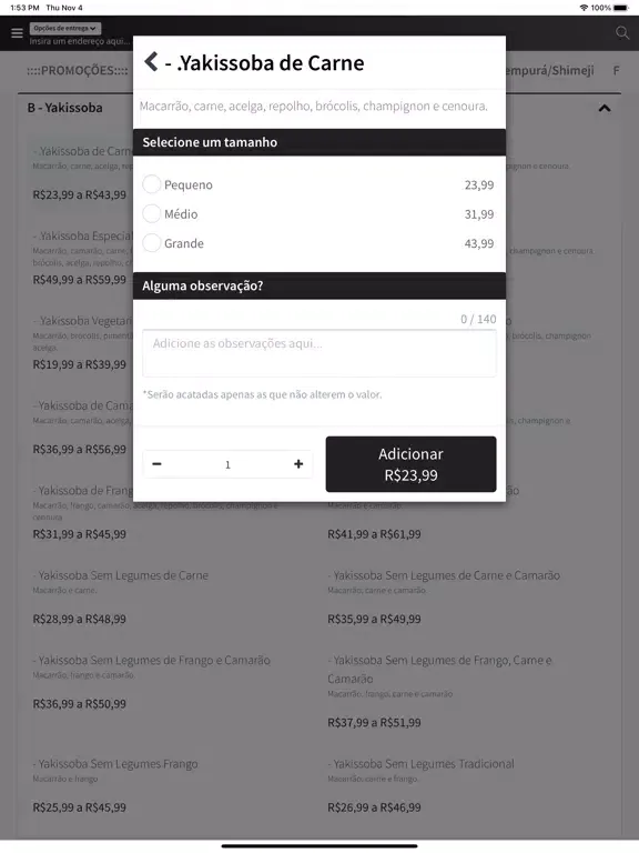 Yakissoba Delivery iPad  Screenshots