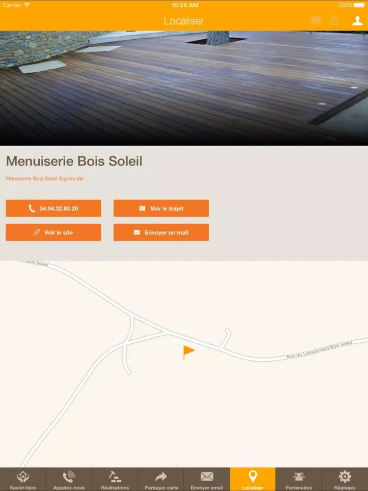 Tangkapan skrin Menuiserie Bois Soleil - Artisan Menuisier iPad 