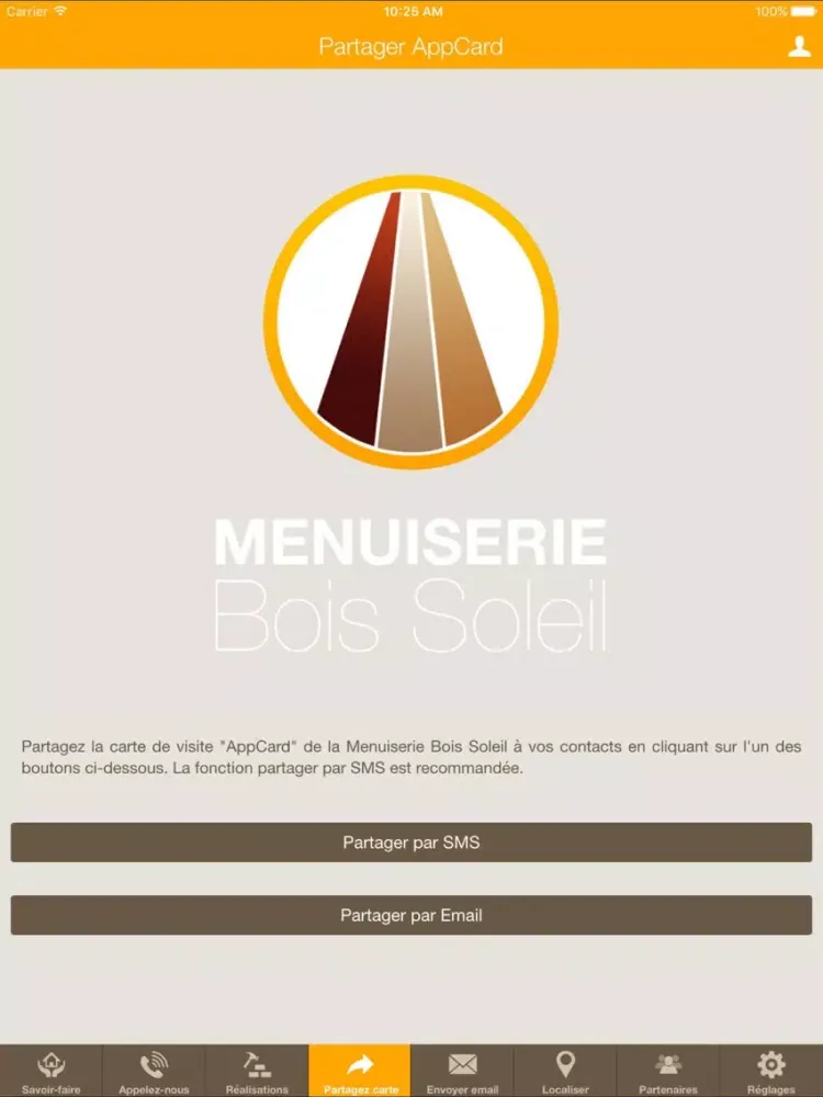 Tangkapan skrin Menuiserie Bois Soleil - Artisan Menuisier iPad 