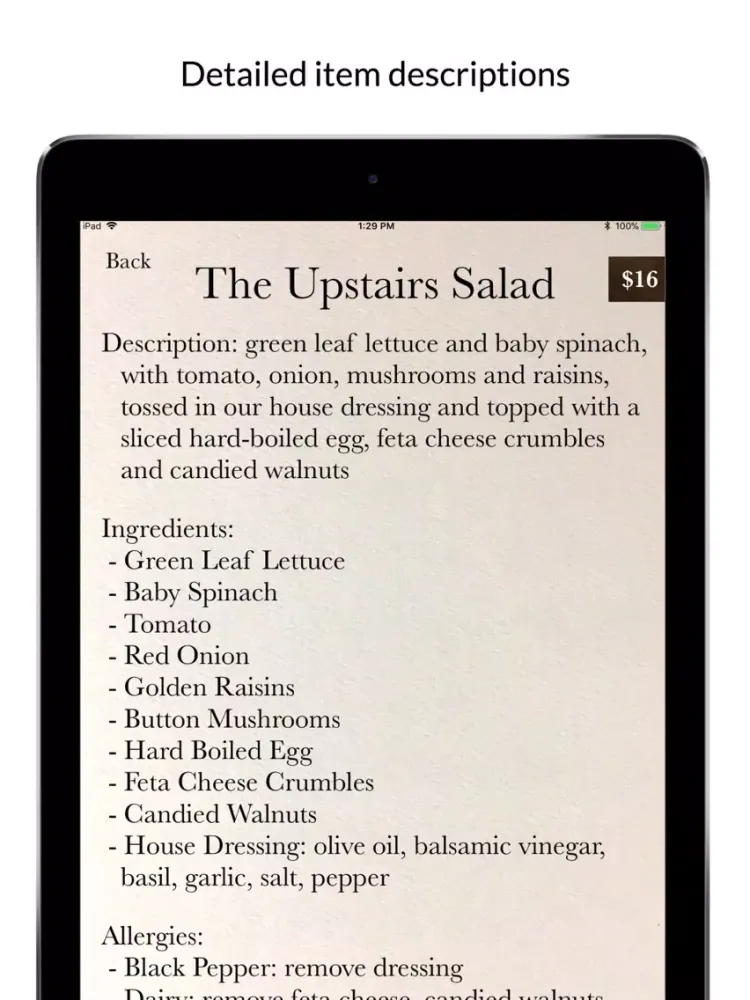 Capturas de pantalla de Menu Mod Employee iPad 