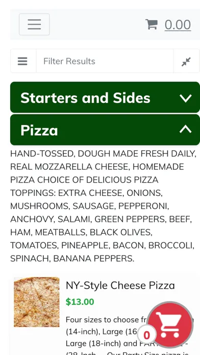 Tangkapan skrin ALberto's Pizza