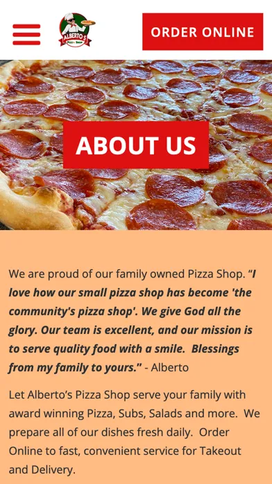 Tangkapan skrin ALberto's Pizza