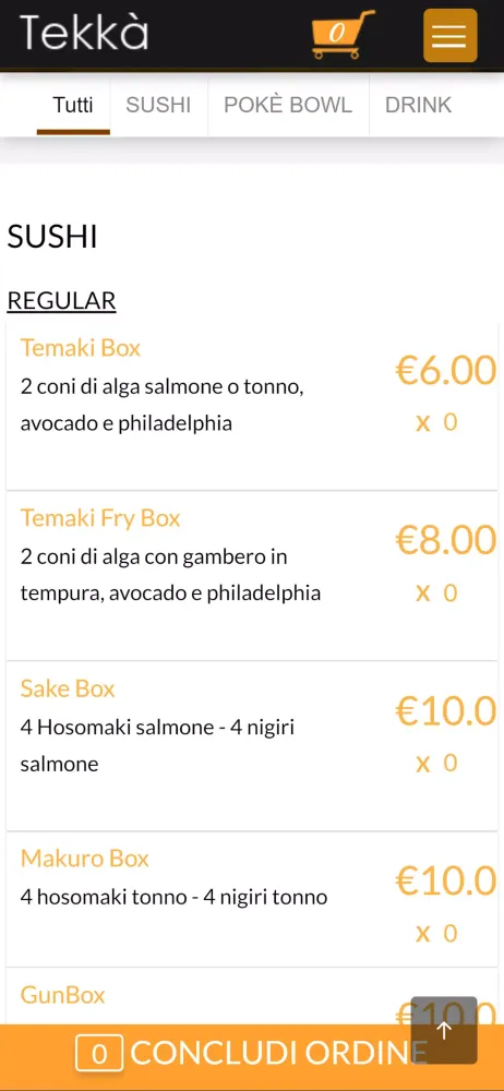 Capturas de tela do Tekkà Sushi & Poke'