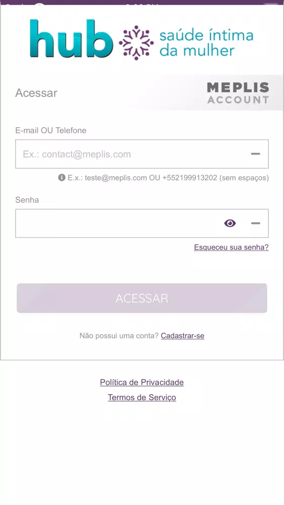 Tangkapan skrin Hub Saúde Íntima da Mulher