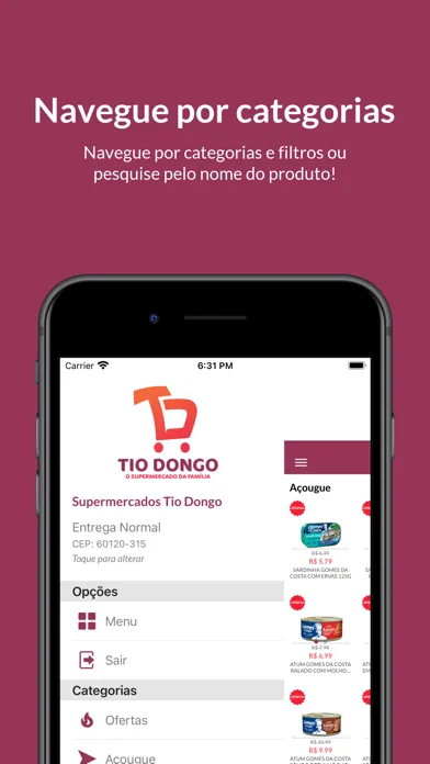 Capturas de tela do Supermercados Tio Dongo
