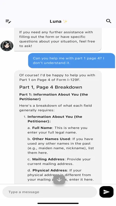 Ảnh chụp màn hình của US Immigration Assistant AI